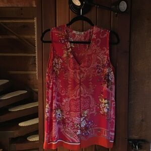 Rose & Olive Red Floral Sleeveless Blouse